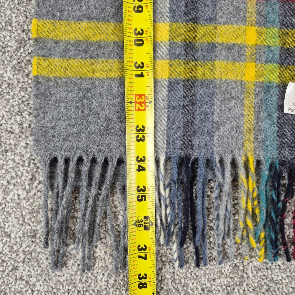 J.Crew by Moon Merino Wool Scarf Unisex Tartan Plaid Woven‎ in England Fringe